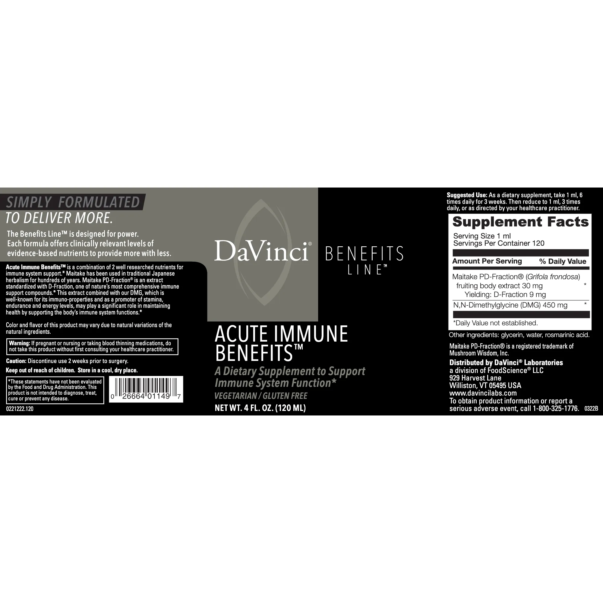 Acute Immune Benefits 4 fl. oz. by Davinci Labs
