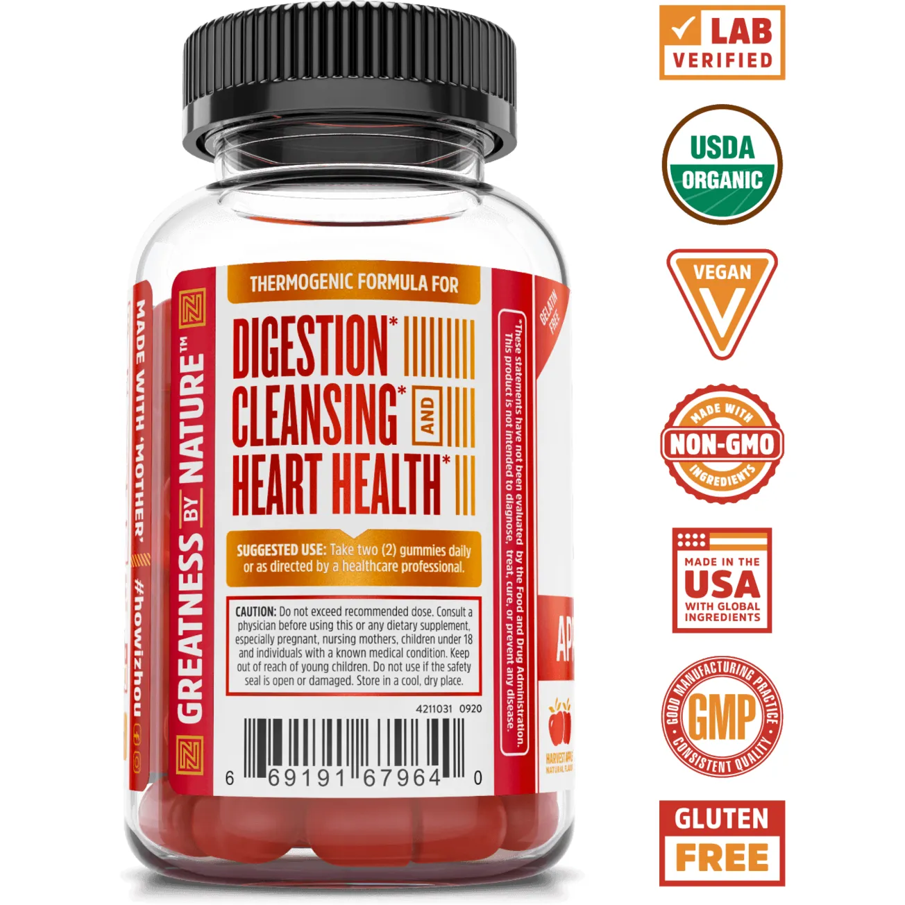 Apple Cider Vinegar 60 vegan gummies By ZHOU Nutrition