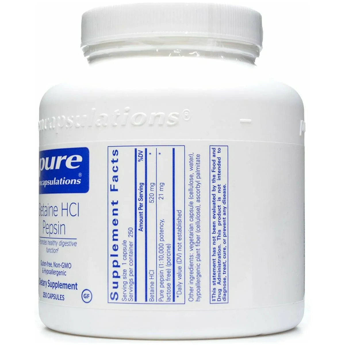 Betaine HCL Pepsin 250 caps by Pure Encapsulations