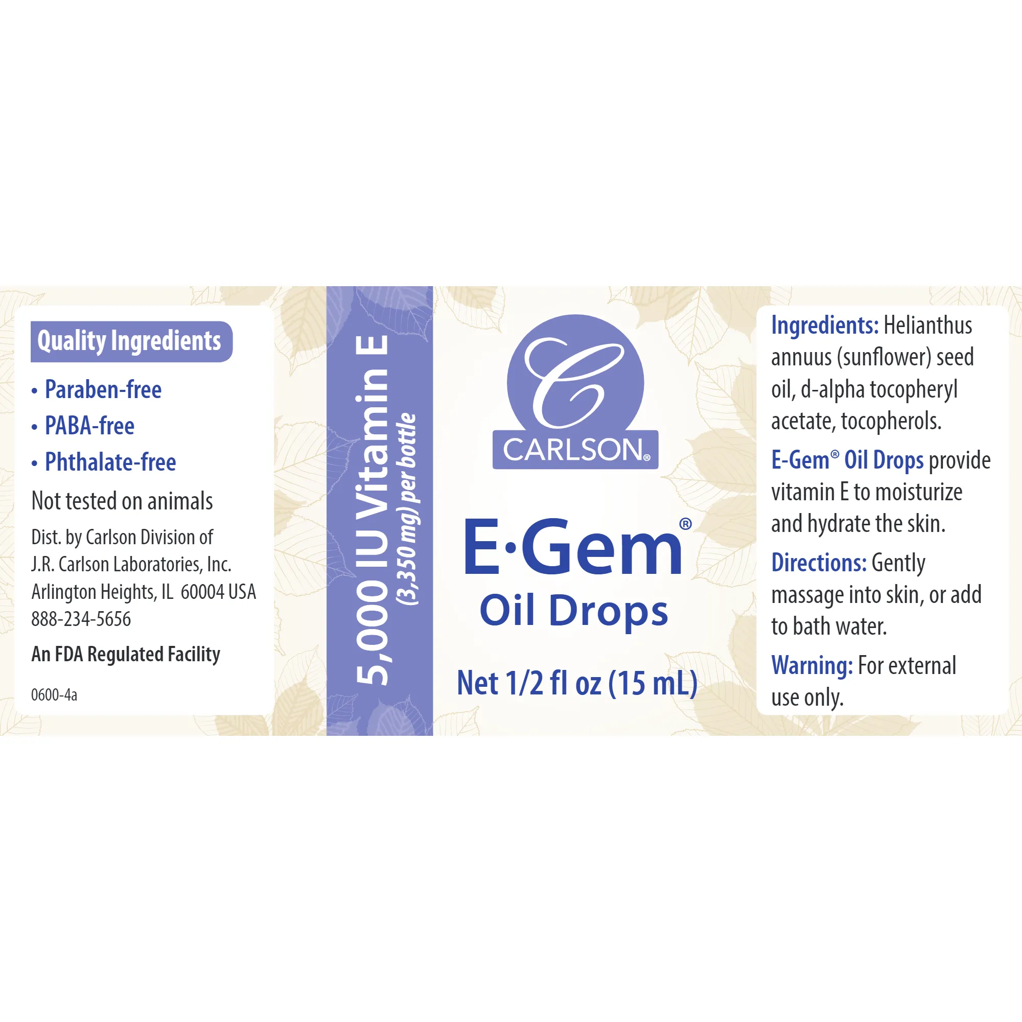 E-Gem Oil Drops 0.5 oz by Carlson Labs