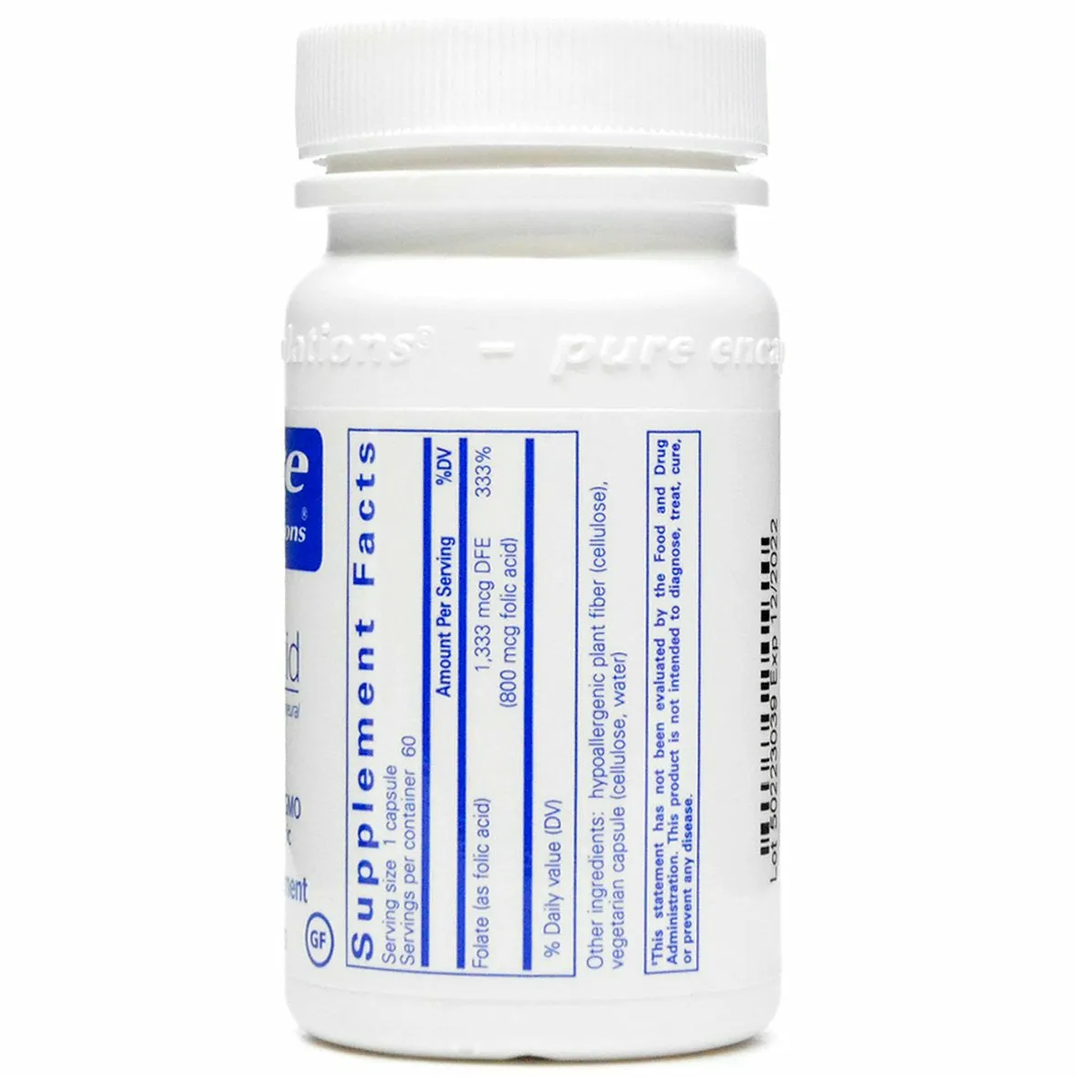Folic Acid 800 mcg 60 vcaps by Pure Encapsulations