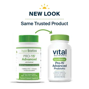 Hyperbiotics Pro-15 Advanced Probiotic 60 tabs by Vital Nutrients