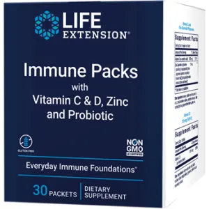 Immune Packs with Vitamin C & D. Zinc & Probiotic 30 Packets by Life Extension