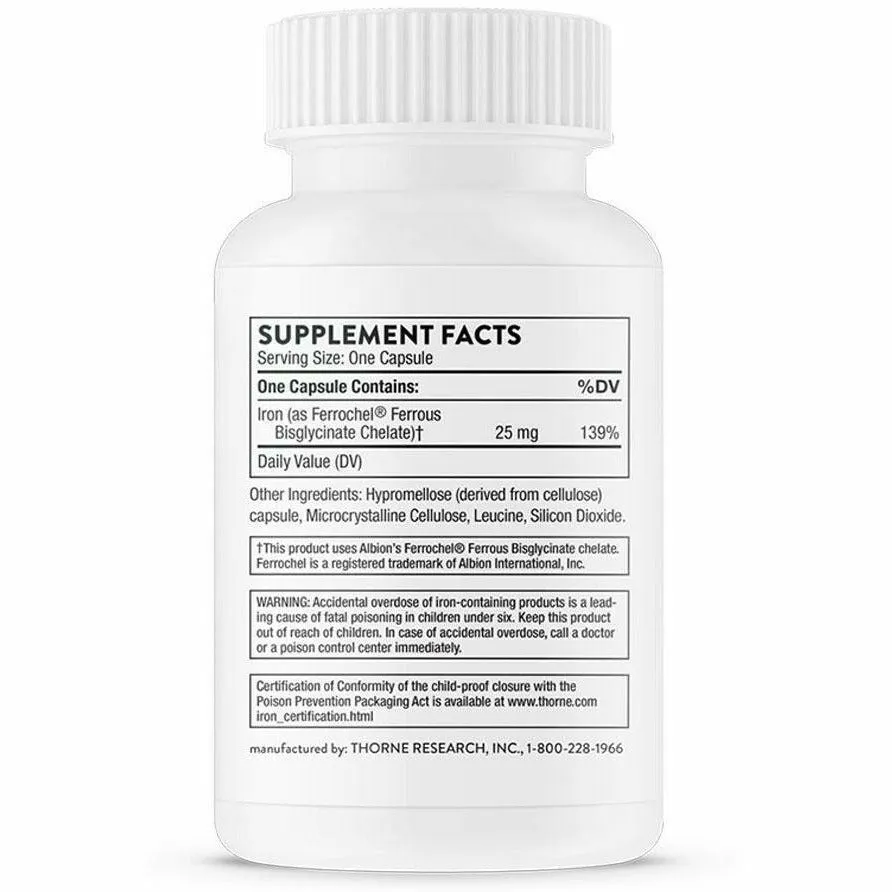 Iron Bisglycinate 60 vegcaps by Thorne Research