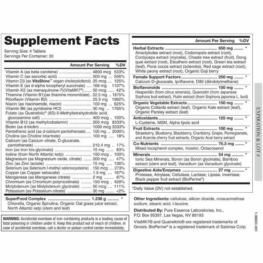 LifeEssence Women Multivitamin 120 tabs by Pure Essence