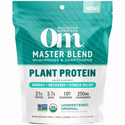 Master Blend Plant Protein Unsweetened 17.07 oz by Om Mushroom