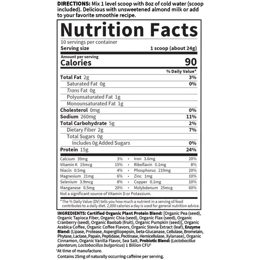 Organic Plant Protein Coffee 10 servings By Garden Of Life