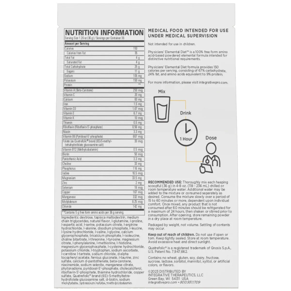 PHYSICIANS' ELEMENTAL DIET by Integrative Theraputics