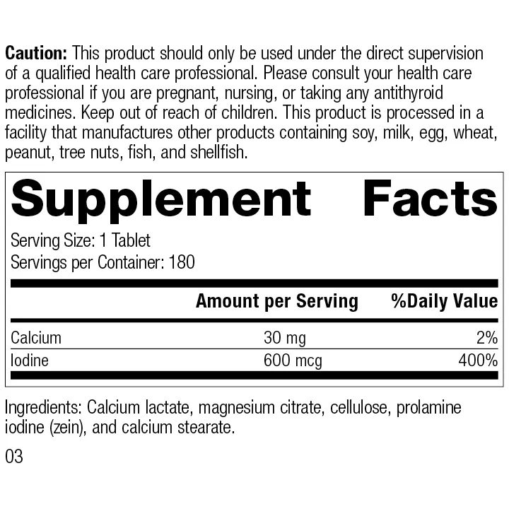 Prolamine Iodine. 180 Tablets