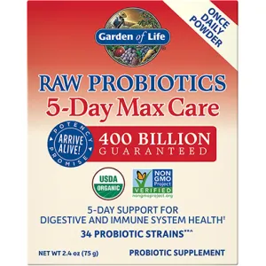 RAW Probiotics 5 Day Max Care 2.4 oz By Garden Of Life