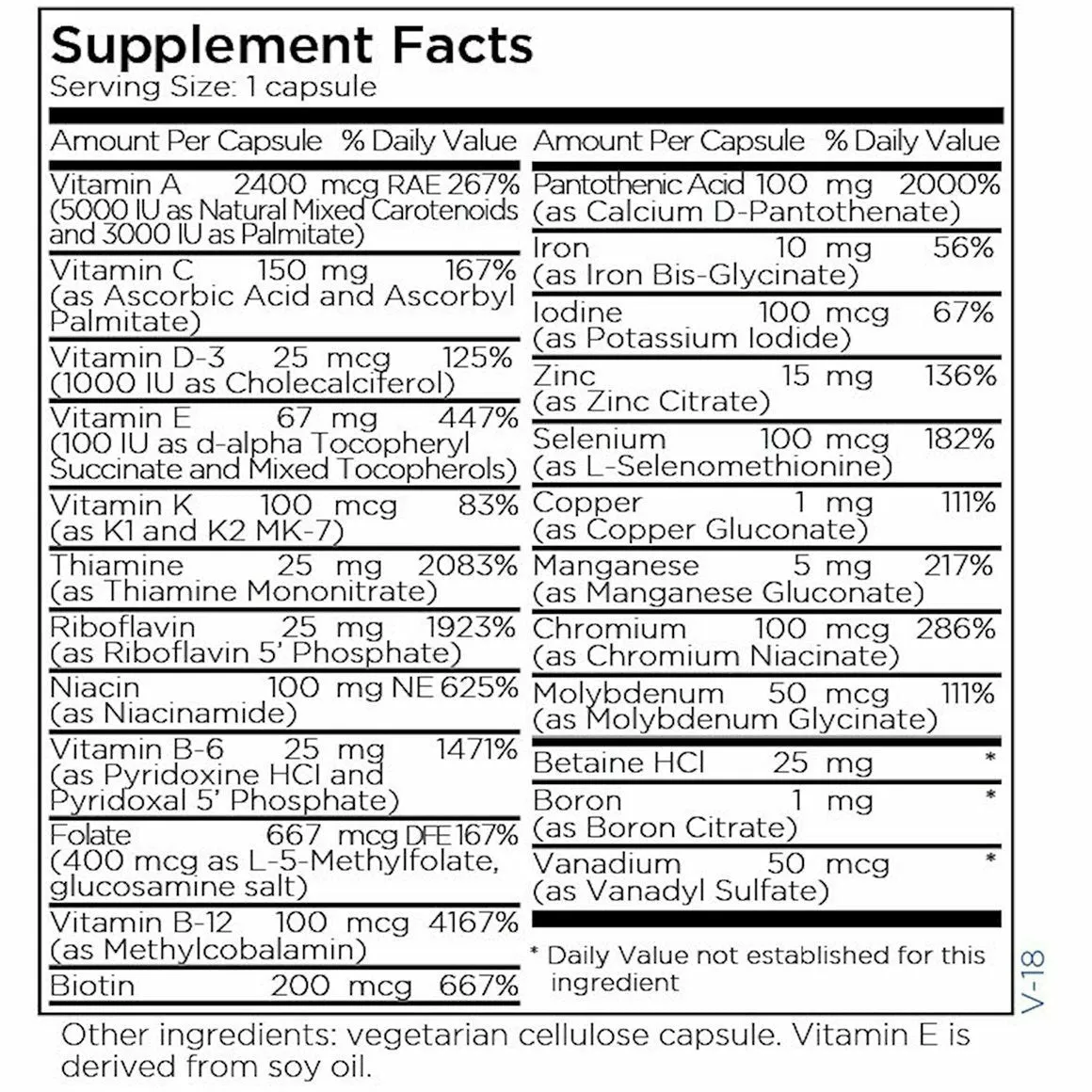 The Big One with Iron 100 caps by Metabolic Maintenance