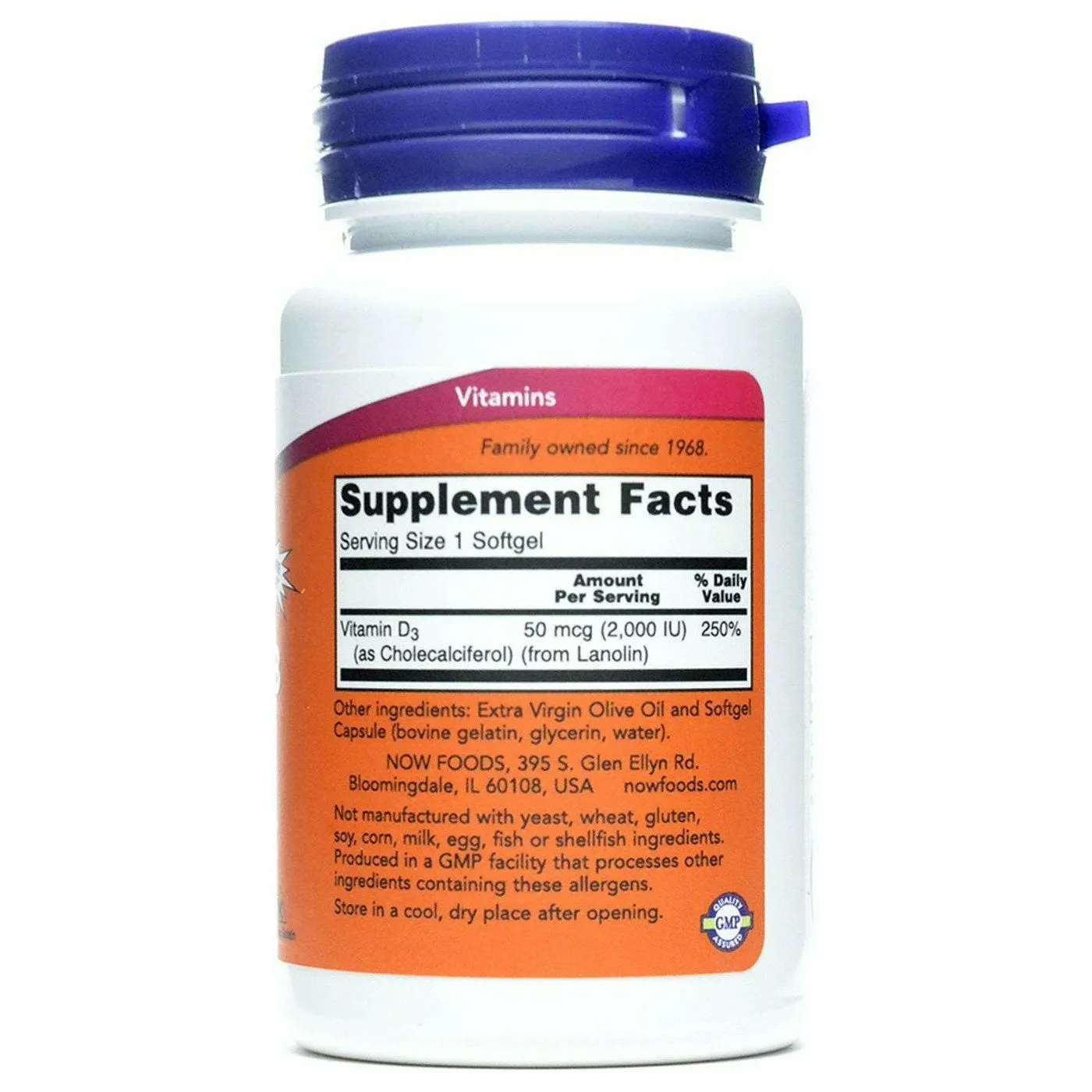 Vitamin D-3 2000 IU 240 softgels by NOW
