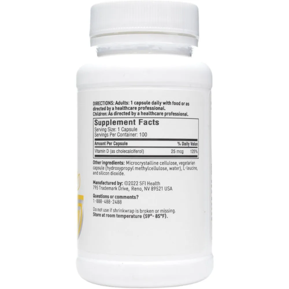 Vitamin D3 1000 IU 100 caps by Klaire Labs/SFI Health