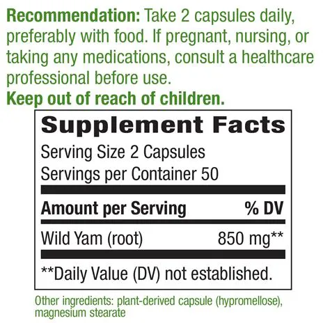 Wild Yam Root 425 mg 100 caps by Nature's Way